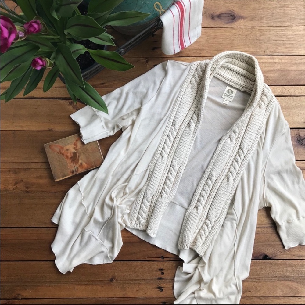 Anthropologie TINY Cream Cable Knit Cardigan